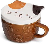 YLOKO Cute Cat Coffee Mug: 10oz Japanese Ceramic Kawaii Cup
