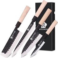 Left-Handed 4-Piece German Steel Knife Set: Gyuto, Sashimi, Sushi & Fillet
