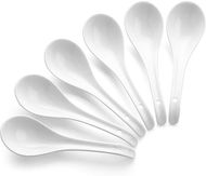 DOWAN Ceramic Soup Spoons: 6 Large White Spoons for Ramen, Pho, & More
