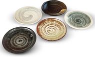 Japanese-Style Pottery Dessert Plates: 5 Rustic 5.9" Plates, Microwave & Dishwasher Safe
