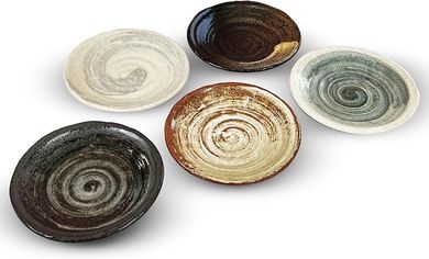 Japanese-Style 5.9" Pottery Dessert Plates (Set of 5)
