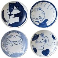 Adorable Japanese Cat Ceramic Appetizer Plates (Set of 4)
