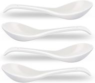 Elegant White Porcelain Soup Spoons (Set of 4)
