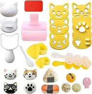 Cute Cat Rice Ball & Sushi Maker Set: 6 Molds & Press for Bento Boxes
