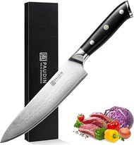 PAUDIN 8" Damascus Chef Knife: 67-layer VG10 core, ergonomic G10 handle.
