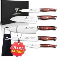 PrecisionEdge 5-Piece Japanese Chef Knife Set with Ergonomic Red Pakkawood Handles
