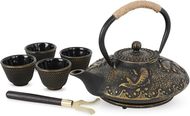 Ufine Cast Iron Teapot Set: 26oz Tetsubin with 4 Cups & Infuser
