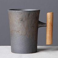 Vintage Japanese Ceramic Mug with Wood Handle
