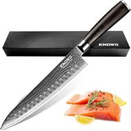 8-Inch Damascus VG-10 Chef Knife: Razor-sharp, ergonomic handle, exceptional edge retention.  Presented in a gift box.
