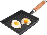 Cast Iron Tamagoyaki Pan: Japanese Egg Roll Pan with Wooden Handle
