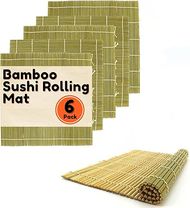 BambooMN Green Bamboo Sushi Rolling Mat Set (9.5", 6-pack)
