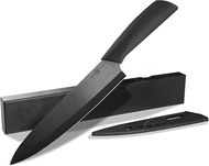 8" Black Ceramic Chef Knife with Cover: Versatile Cutting & Slicing Tool
