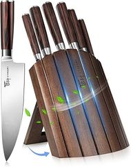 7-Piece Japanese Kitchen Knife Set with Acacia Wood Block
