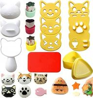 Cute Cat Rice Ball & Sushi Maker Kit: 6 molds, 3 cutters, 1 gimbap mold.
