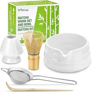 Japanese Matcha Tea Set: Bowl, Whisk, Scoop, Sifter & Holder
