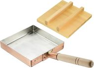 TIKUSAN Japanese Copper Tamagoyaki Pan: 7.1" Square Egg Pan with Wooden Lid
