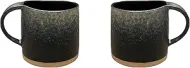 Vintage Japanese Ceramic Coffee & Matcha Mug Set (2 Black, 12oz)
