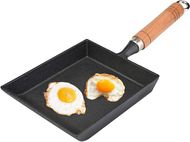 Keenso Cast Iron Tamagoyaki Pan: Dishwasher & Induction Safe, Nonstick, Wooden Handle
