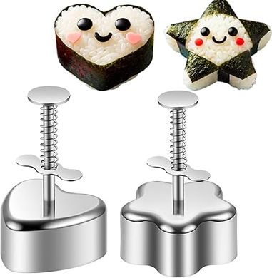 Heart & Star Onigiri Molds: Stainless Steel Sushi Maker Kit for Kids & Home
