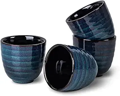 Blue Ceramic Asian Teacup Set (4 x 5oz)
