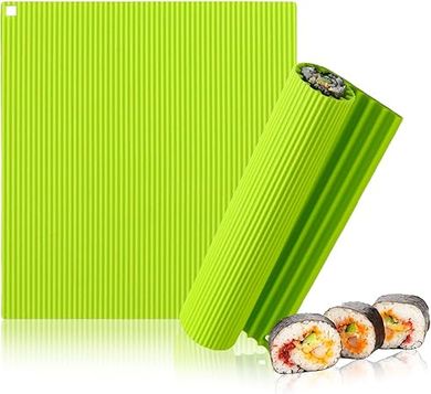 Easy Sushi Rolling Mat Kit: Non-Slip, Quick Clean, Family Fun (8.6x7.8")
