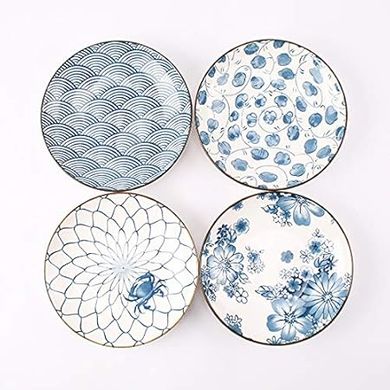 7-Inch Japanese Ceramic Appetizer Plates (Set of 4) – Microwave & Dishwasher Safe
