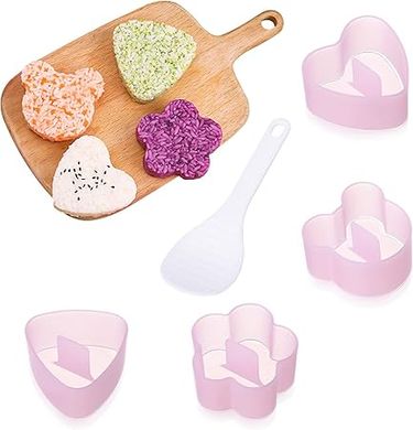 Pink Onigiri & Sushi Rice Ball Maker Kit (4 molds, paddle)
