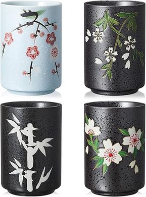 Japanese Sakura Tea Cups (4-Piece Set, 10oz)
