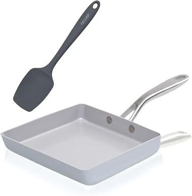 TECHEF CeraTerra Ceramic Tamagoyaki Pan:  Non-stick Japanese Omelette Pan with Spoonula
