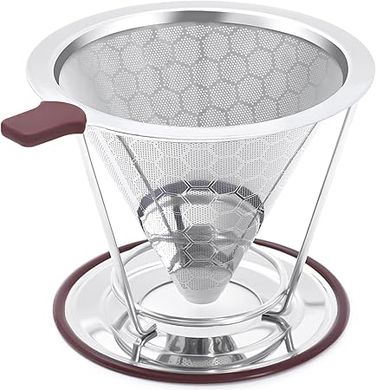 MISETTO Stainless Steel Pour Over Coffee Dripper: Reusable, Easy-Clean Cone Filter
