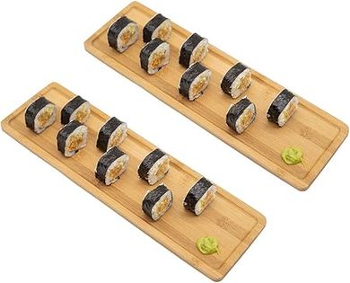 Lymhy Bamboo Sushi Serving Trays: A 2-Pack for Elegant Rice Dinners
