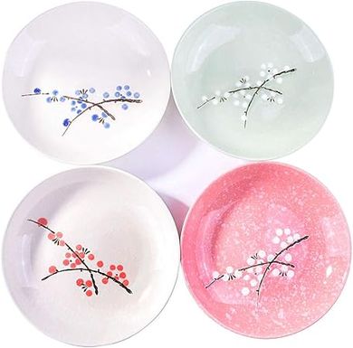 Elegant 8-Inch Japanese Porcelain Dinner Plates (Set of 4)
