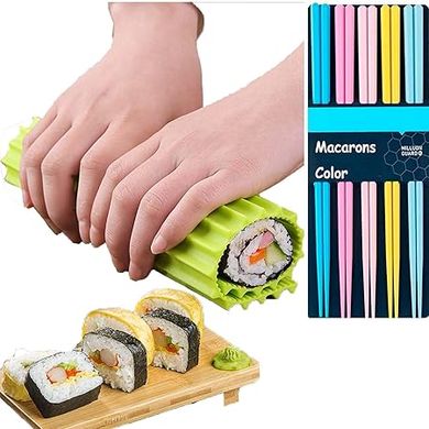 Reusable Silicone Sushi Making Kit: Mat, Roller & Mold
