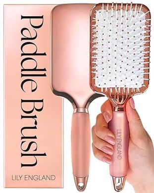 Rose Gold Lily England Paddle Brush: Detangles, Straightens, & Blow-Dries
