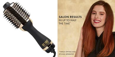 HOT TOOLS 24K Gold One-Step Dryer: Fast, frizz-free volume & shine.
