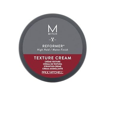 Mitch Reformer Texture Cream: High-hold, matte finish for fine-to-medium hair.
