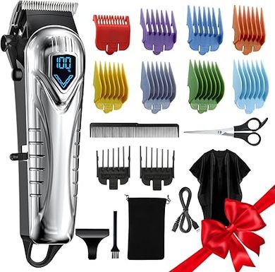 Professional Cordless Hair & Beard Clipper Kit with Combs & Accessories
