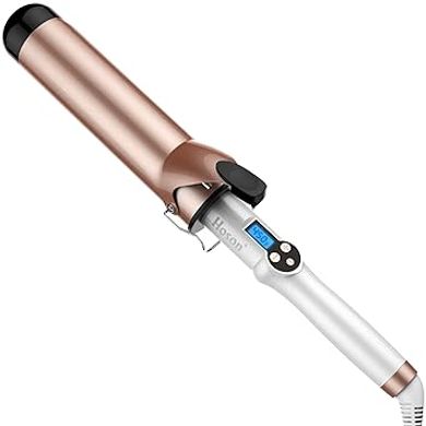 Hoson 2 Inch Curling Iron Large Barrel, Long Barrel Curling Wand Dual Voltage, Ceramic Tourmaline Coating with LCD Display, Glove Include