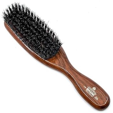 Kent LR6 Finest Dark Wood Styling Hair Brushes for Women - Natural Black Boar Bristle Hairbrush for Medium to Thick Hair of All Lengths - Dry Brush for Styling, Straightening, and Stimulating Oils