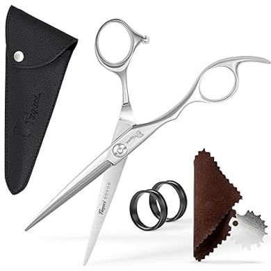 Fagaci 6" Left-Handed Hair Cutting Scissors: 440C Steel, Sharp, Smooth, Durable
