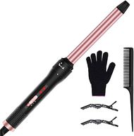 Professional 1-Inch Ceramic Curling Wand with Heat Glove & Clips
