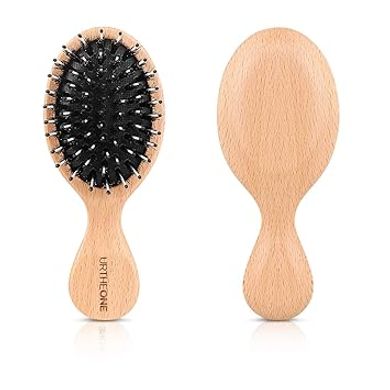 Mini Boar Bristle Hairbrush: Detangles & Adds Shine (Travel Size)
