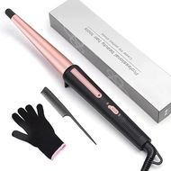 Professional 0.5-1" Ceramic Curling Wand with Heat-Resistant Glove (Pink)
