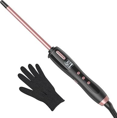 Wavytalk 3/8" Ceramic Curling Iron: Adjustable Heat, Rose Pink
