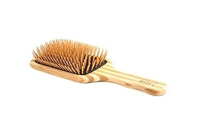 Bamboo Paddle Hair Brush: Large, Green, Bass Bristle
