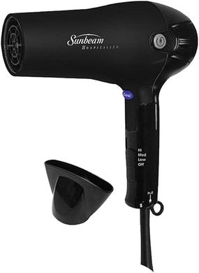 Sunbeam HD3010-005 Retractable Cord Folding Handheld Hair Dryer with Concentrator, 1875 Watts, Cool Shot Button, Tourmaline Ionic, Black