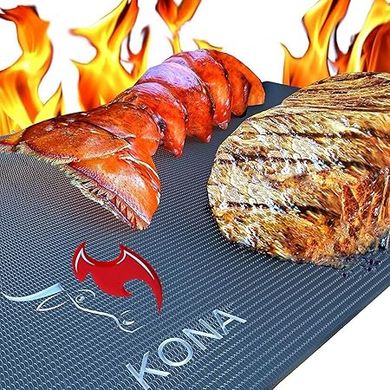 Kona Best Heavy-Duty Grill Mats: 600°F Non-Stick, Set of 2, 7-Year Warranty (USA Engineered)
