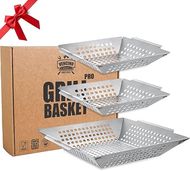 Heavy-Duty Stainless Steel Grill Baskets (3-Pack) for Vegetables & Grilling
