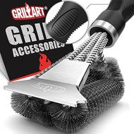 GrillArt Triple Scrubber Grill Brush: Extra-Strong, Safe Bristles for Gas & Charcoal Grills
