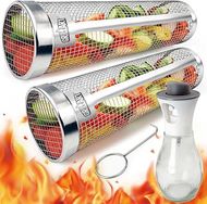 XXL Stainless Steel Grill Baskets (2-Pack): Dishwasher Safe, for Grilling Vegetables & More
